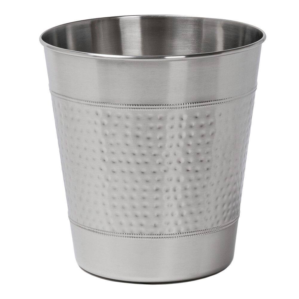 happimess Riley Modern Classic Hammered Steel Accent 2 Gal. Wastebasket, Brushed Steel