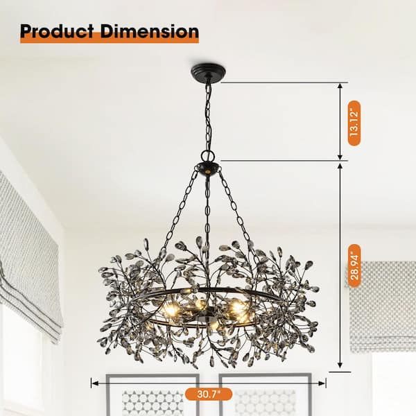 Parrot Uncle 30.7 in. 6-Light Tree Branch Chandelier, Black