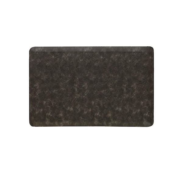 Chef Gear Marni Gray 17.5 in. x 32 in. Floral Synthetic Kitchen Mat