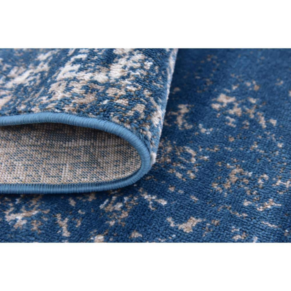 Sofia Blue Abstract Rectangular Indoor Rug - Easy Care & Stain-resistant