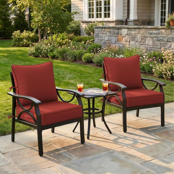 22 in. x 22 in. x 4 in. (2-Pack) Water-Resistant Outdoor Patio Replacement Dining Chair Couch Cushions, Terra Red