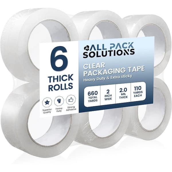 2 in. x 110 yds. Heavy Duty Clear Packaging Tape for Shipping Moving Supplies 2.0 Mil Thick (6-Pack)