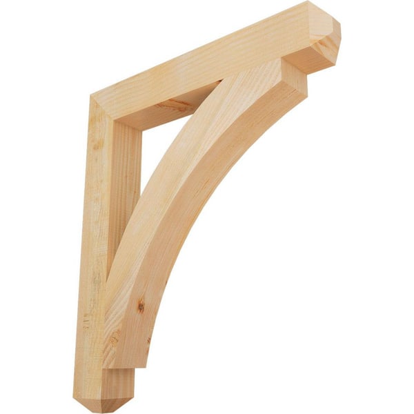 Ekena Millwork 4 in. x 32 in. x 28 in. Douglas Fir Thorton Craftsman Rough Sawn Bracket