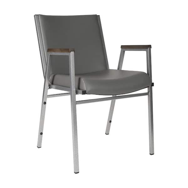 Carnegy Avenue Hercules Heavy Duty Gray Vinyl Fabric Stacking Side Chair with Arms