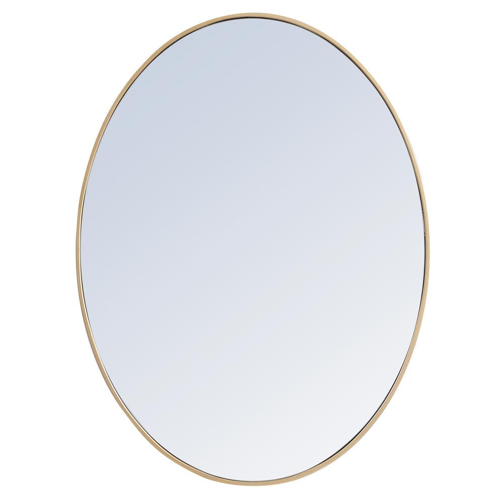 Medium Oval Brass Modern Mirror (30 in. H x 40 in. W)