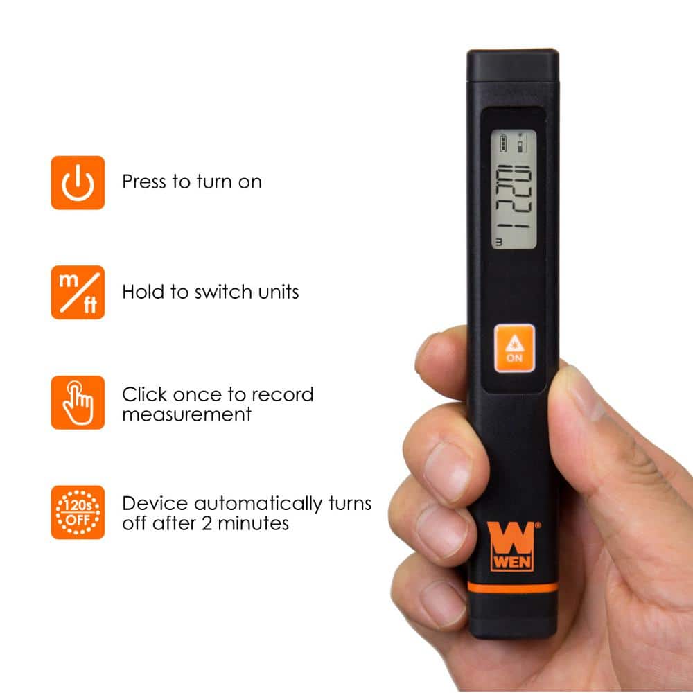 Black Pocket Laser Distance Measure with 32-Foot Range