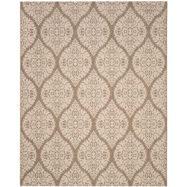 Courtyard 8 ft. x 10 ft. Brown/Beige Abstract Trellis Indoor/Outdoor Area Rug