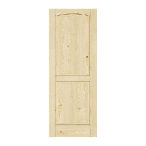 28 in. x 80 in. Arch 2-Panel No Bore Solid Core Unfinished Pine Wood Textured Interior Door Slab