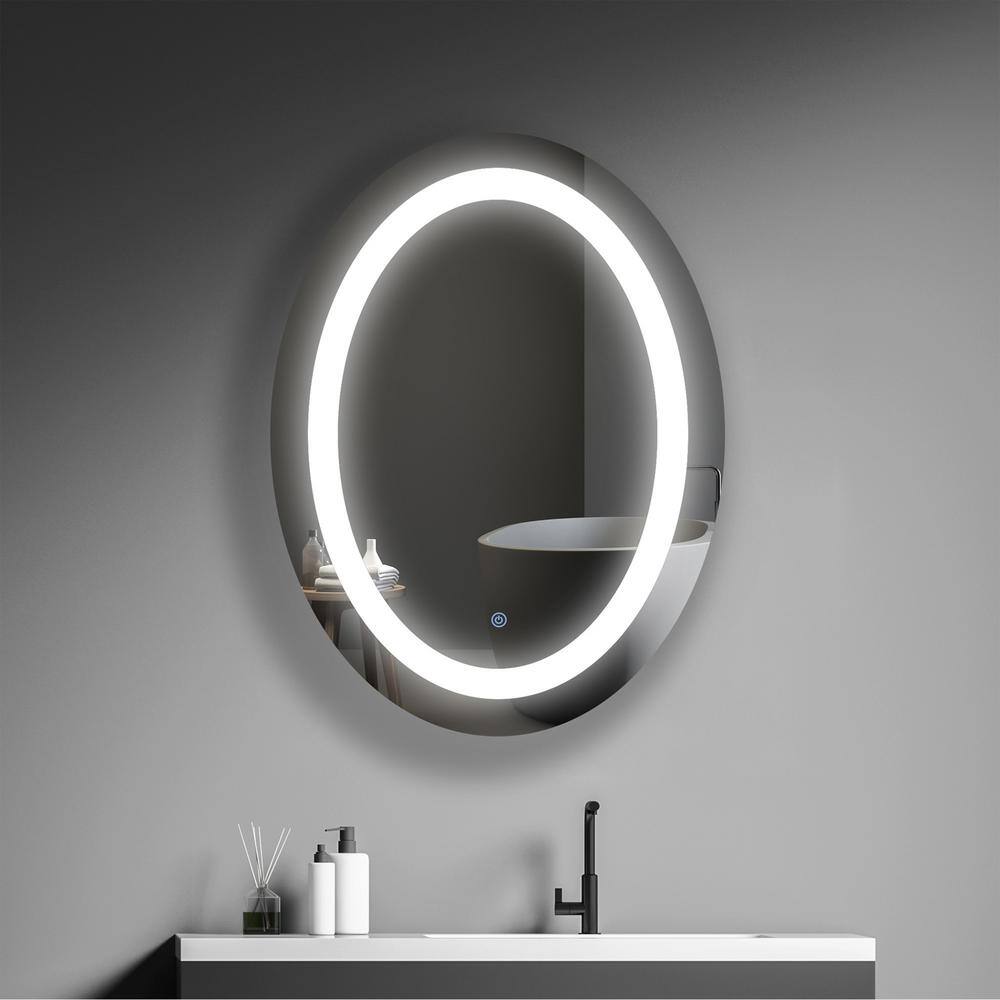 24 in. W x 32 in. H Large Oval Frameless Anti-Fog Wall Bathroom Vanity Mirr