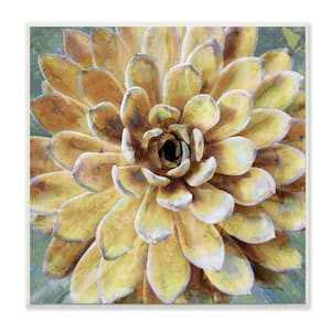 12 in. x 12 in. "Yellow Painted Botanical Succulent Bloom Painting" by Artist Lindsay Benson Wood Wall Art