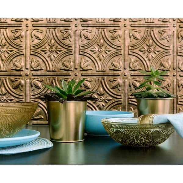 24.3 in. x 18.5 in. Empire Decorative 3D PVC Backsplash Panels in Bronze 12-Pieces