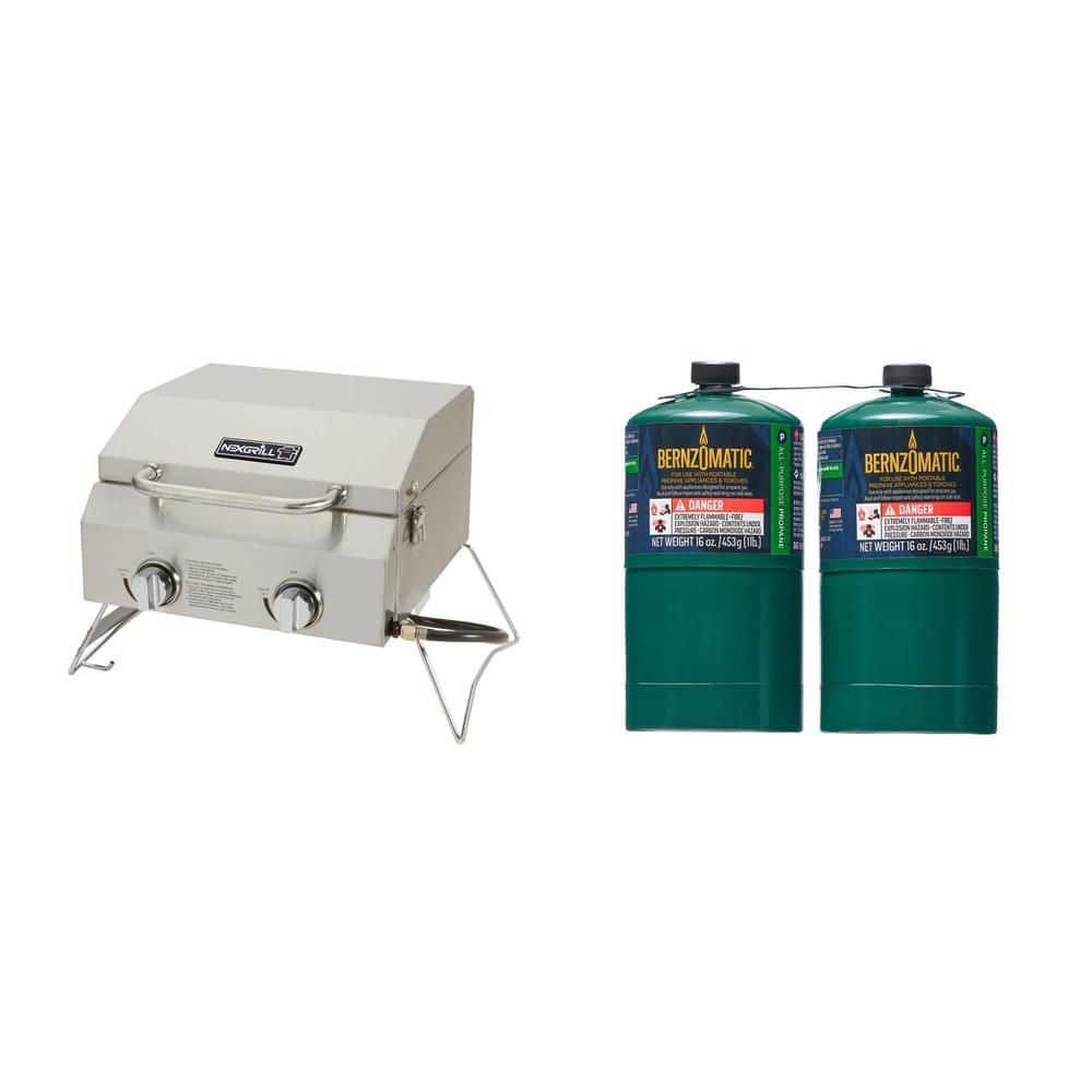 2-Burner Portable Propane Gas Table Top Grill and 1 lb. All-Purpose ...
