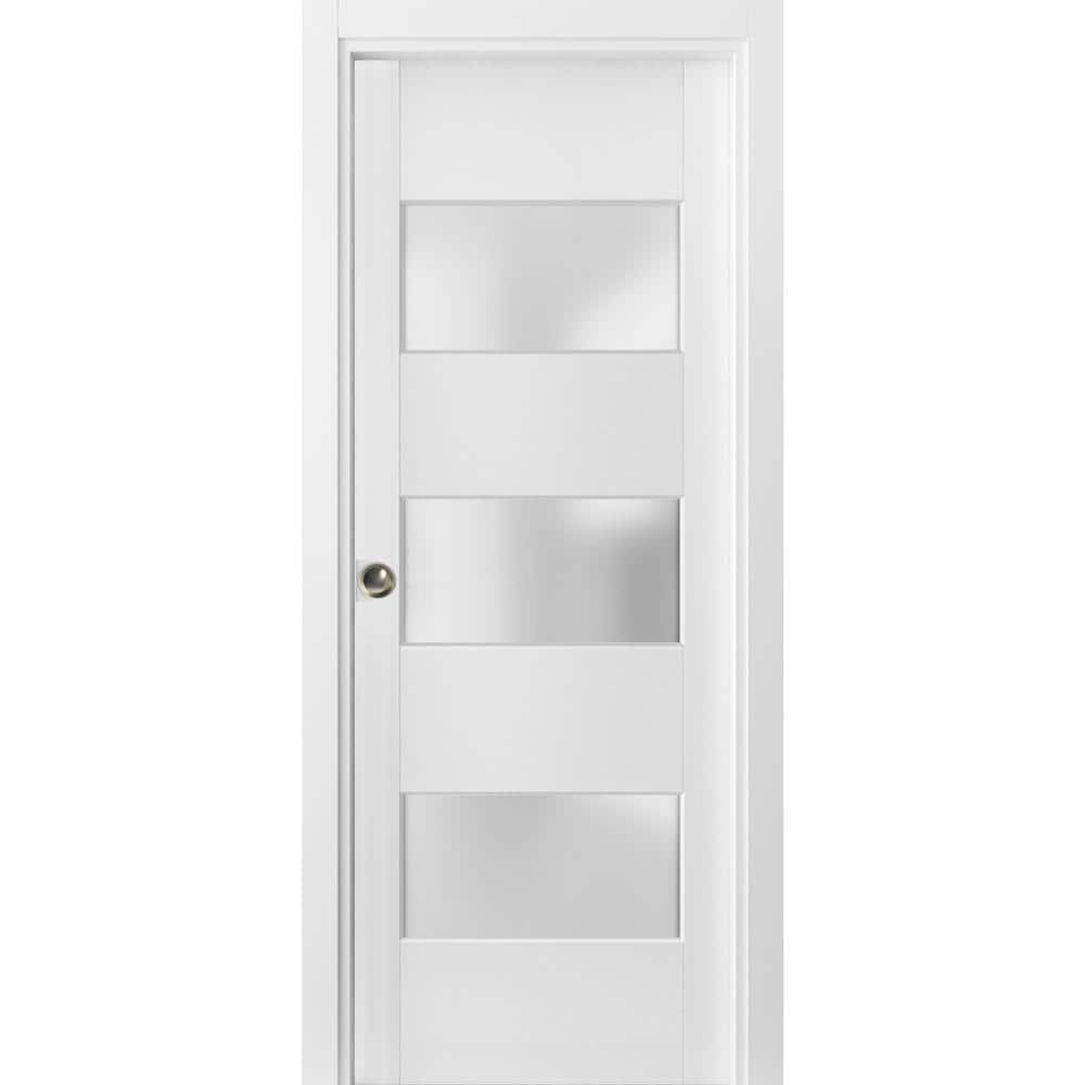 Sartodoors Lucia 4070 30 in. x 84 in. Single Panel White Finished Wood ...