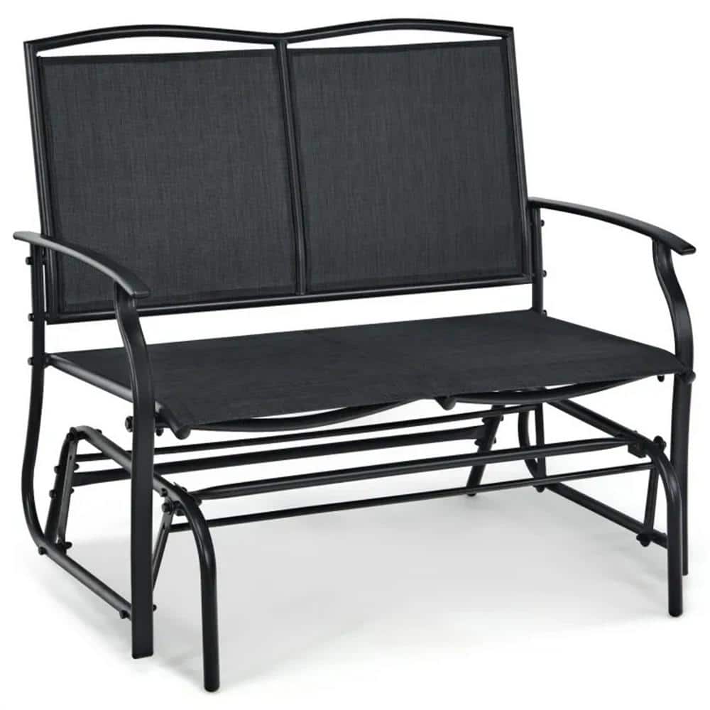 Gray Metal Outdoor Rocking Chair without Sunshade without Cushion 1-Pack