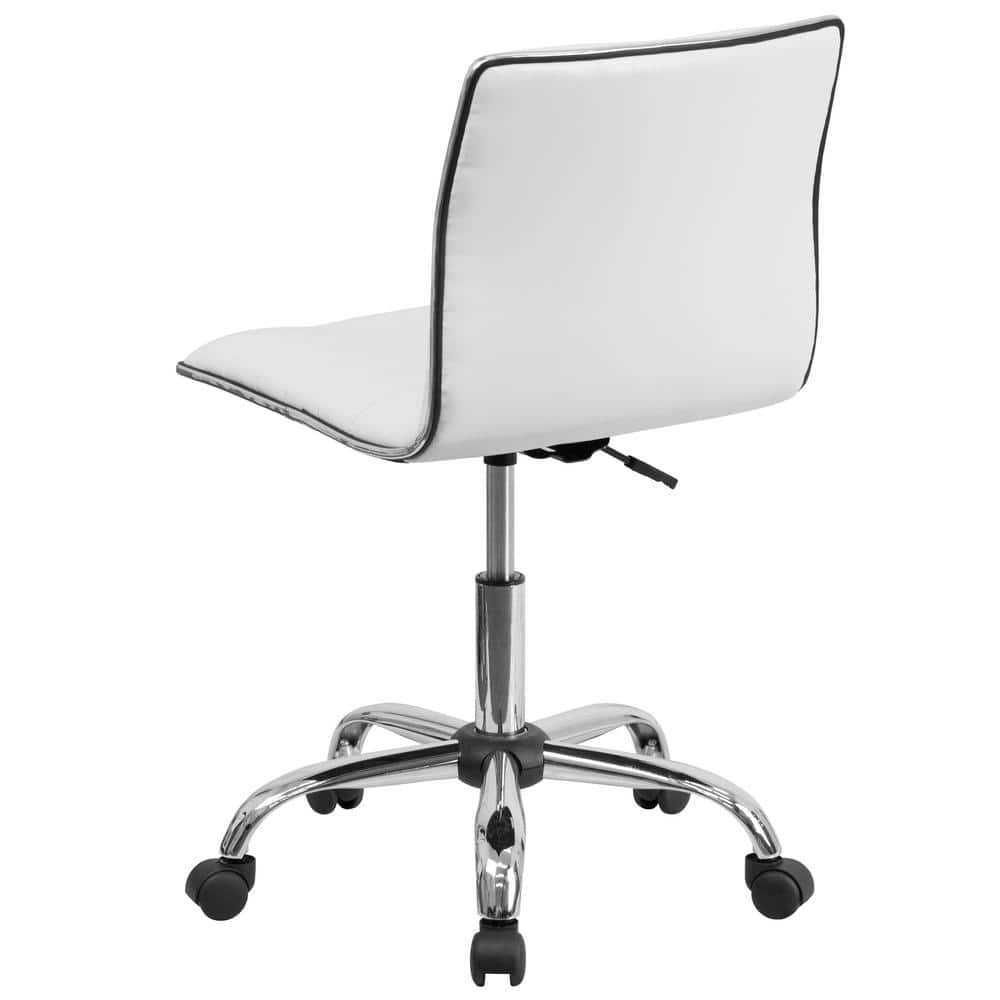 White Vinyl Low-Back Armless Swivel Task Chair with Metal Frame