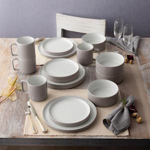 Colortex Stone Taupe 9.75 in. Porcelain Dinner Plates, (Set of 4)