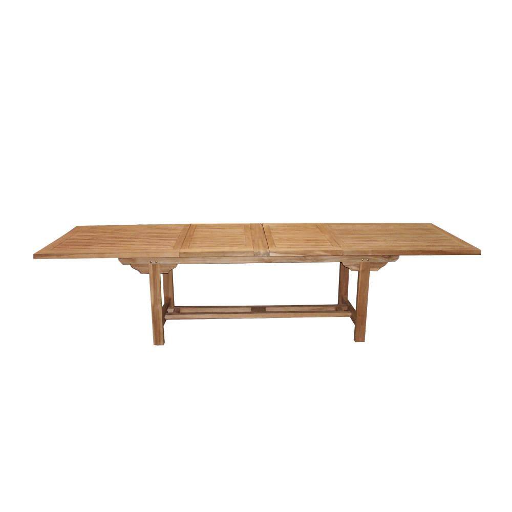 Brown Teak 7-Piece Outdoor Dining Set with White Cushions