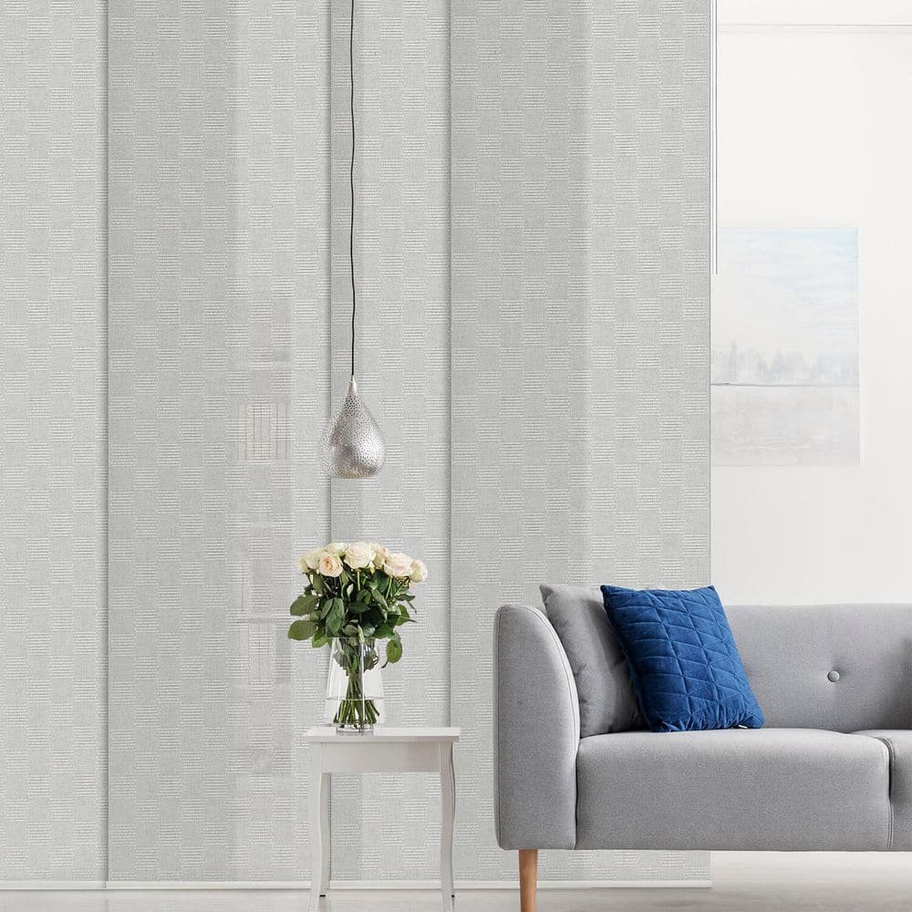 Bishop Adjustable Gray Fabric Sliding Panel Track Blinds