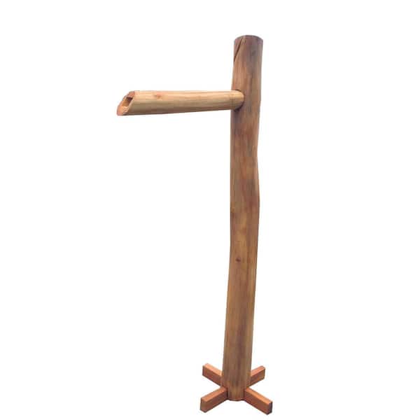 36 in. Debarked Teak Log Pole Waterfall Fountain