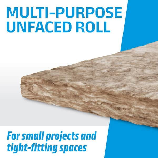 R-6.7 Multi-Purpose, Small Project Unfaced 16 in. x 4 ft. Fiberglass Insulation Roll - USA Made, 1-Roll