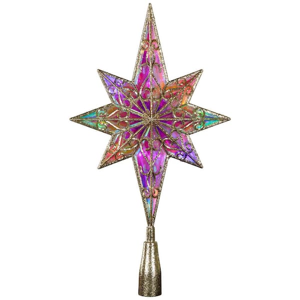 LED Star of Bethlehem Christmas Tree Topper-14.5 in. Champagne Gold-Multi Lights
