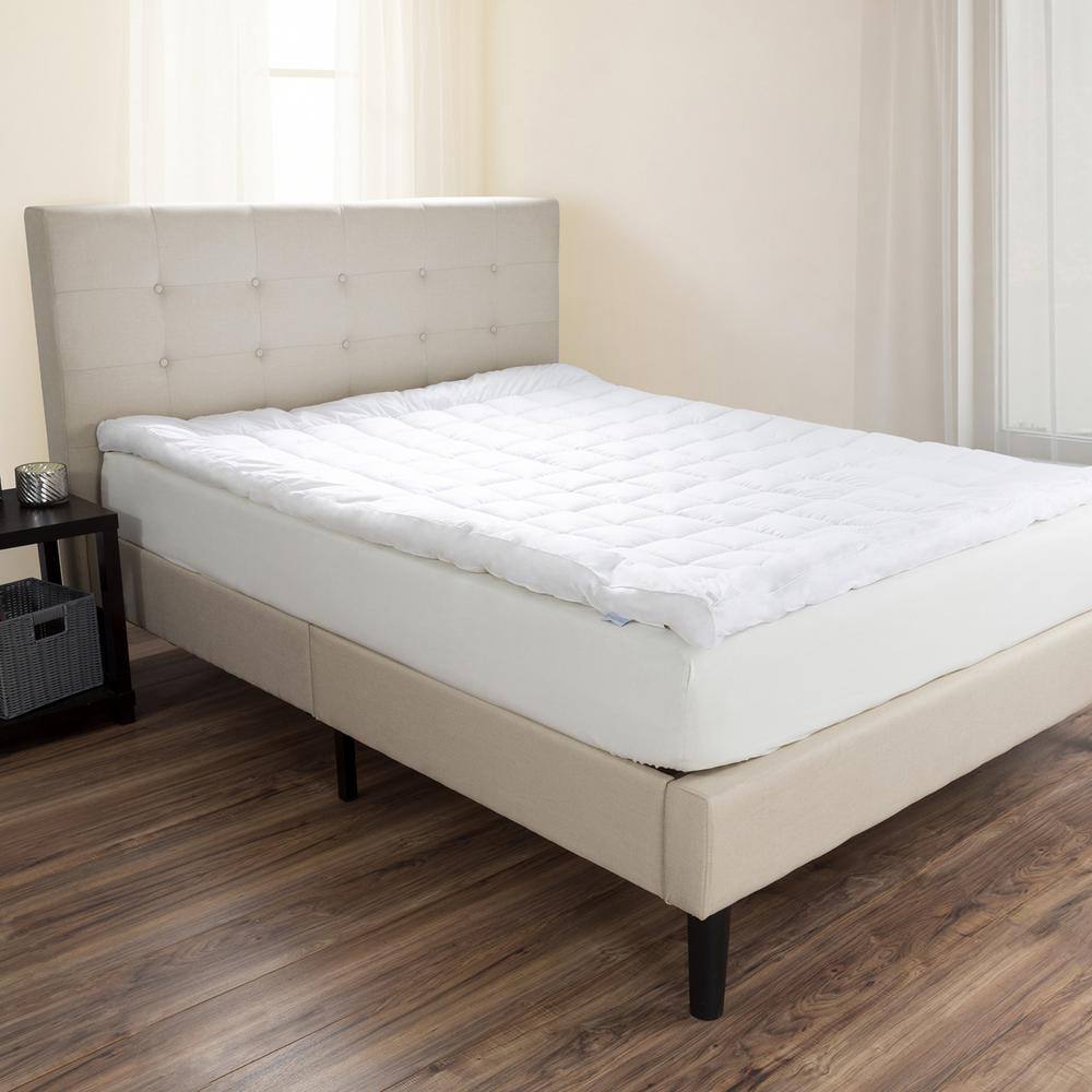 Twin Size White Down Alternative Mattress Topper with Microfiber Cover