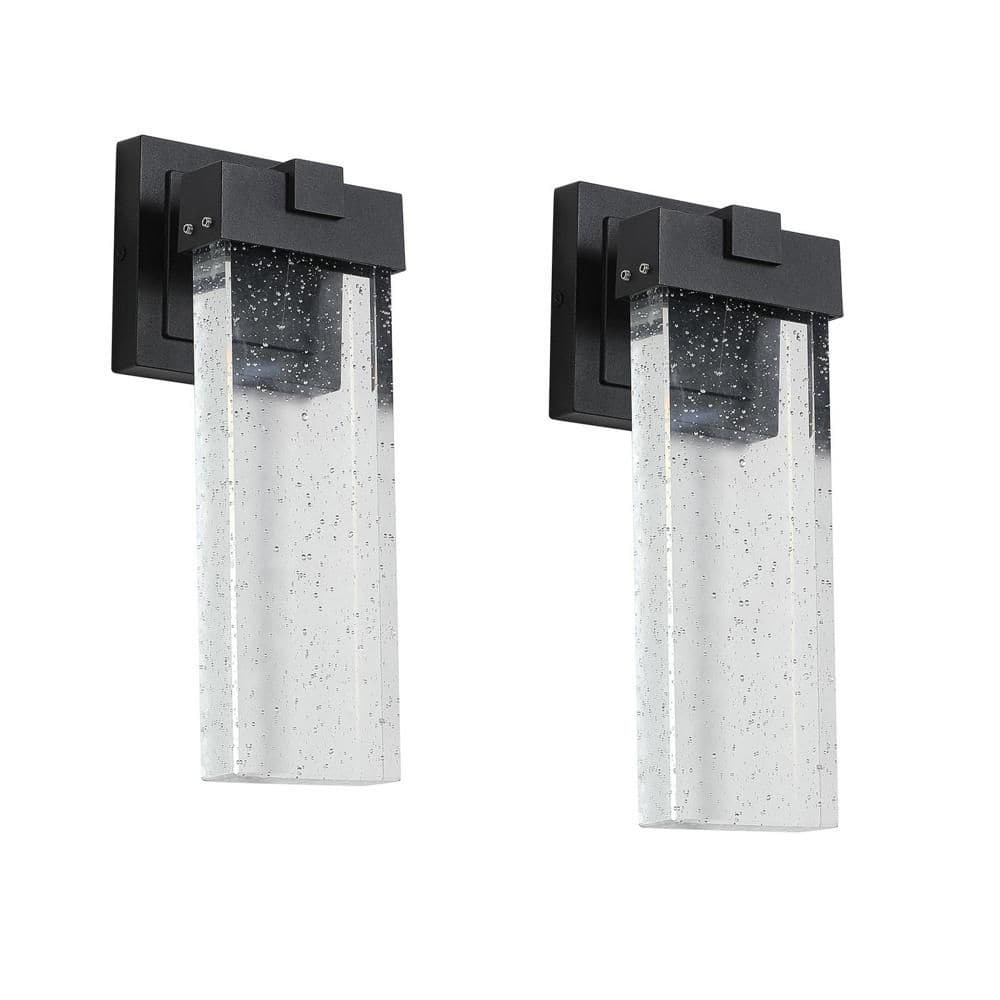 "2-Pack Outdoor Waterproof LED Crystal Wall Lamp with Weatherproof Design in Black (3.54"" L x 4.5"" W x 12.2"" H)" price history on PriceWatchPro