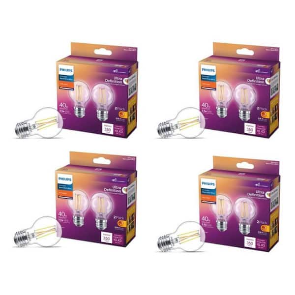 40-Watt Equivalent Ultra Definition G16.5 Clear Dimmable LED Light Bulb Soft White Warm Glow 2700K (8-Pack)