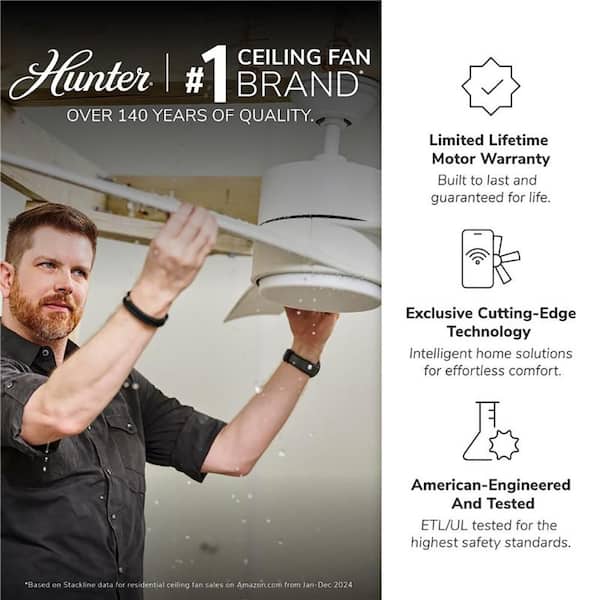 Hunter - Original 52 in. Indoor/Outdoor White Ceiling Fan For Patios or Bedrooms