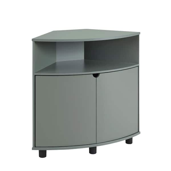 Furniture of America Leto Sage Green 30 in. H Corner Storage Cabinet with LED Lights