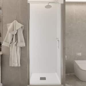 32 to 33-3/8 in. W x 72 in. H Pivot Frameless Swing Corner Shower Panel with Shower Door in Chrome with Clear Glass
