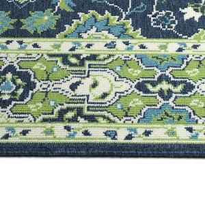 Sunice Collection Navy 1'9" x 3' Rectangle Residential Indoor-Outdoor Throw Rug