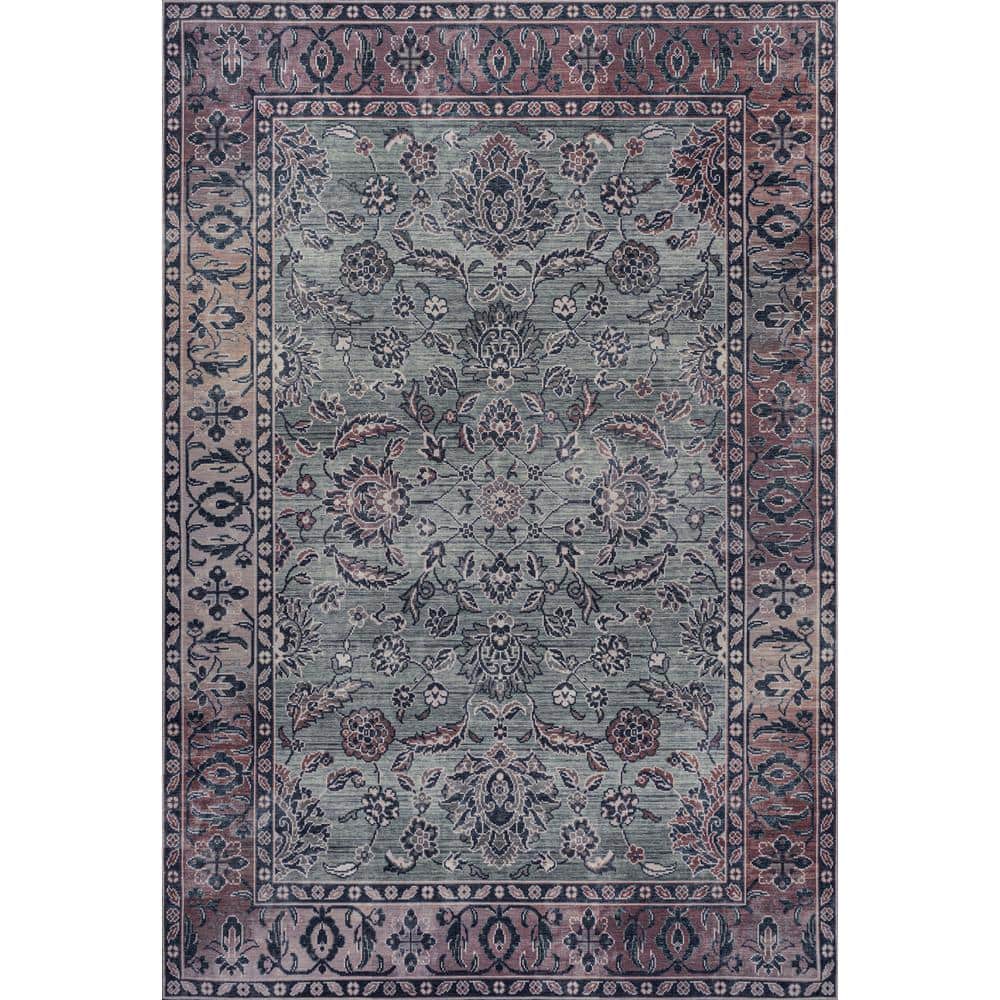 Victoria Ornate Persian Washable Gray and Purple 8x10 Area Rug