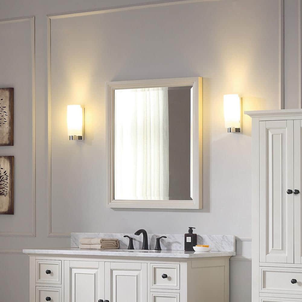 Elegant Rectangular Black Wood Bathroom Vanity Mirror 33" x 28"