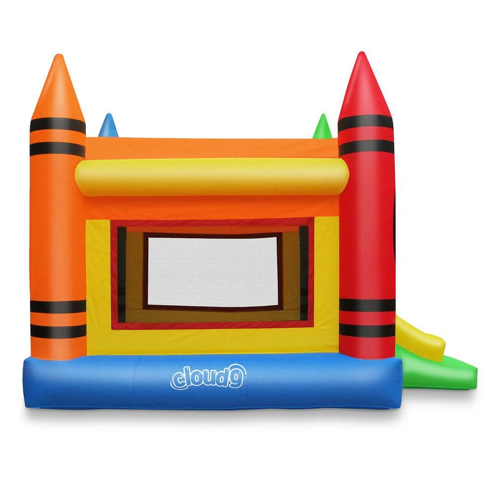 Large Multicolor Crayon Bounce House with Slide