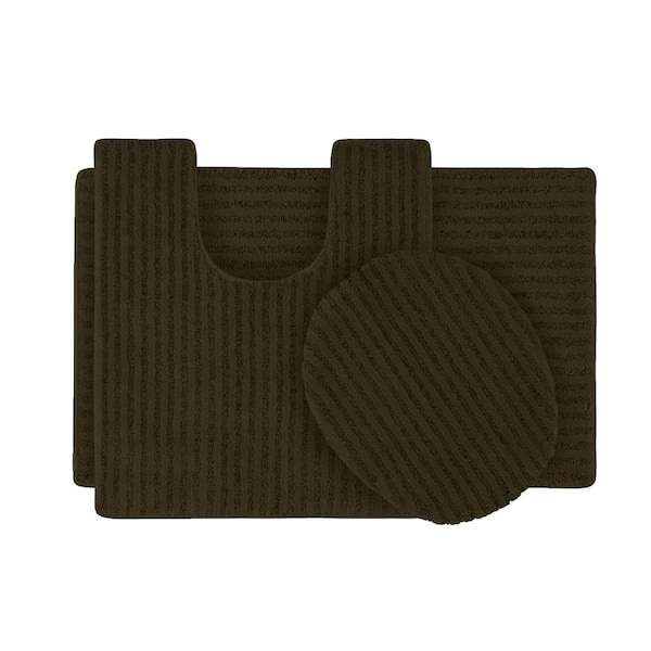 Garland Rug Sheridan Chocolate 21 in. x 34 in. Washable Bathroom 3-Piece Rug Set