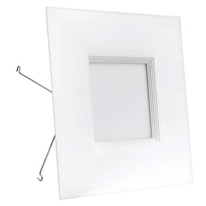 6 in. Integrated LED Retrofit White Baffle Square Recessed Light Trim Dimmable Downlight, Warm White 3000K