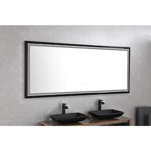 60 in. W x 36 in. H Rectangular Framed Anti-Fog Dimmable LED Wall Mounted LED Bathroom Vanity Mirror in Black