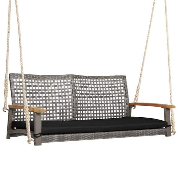 Costway 2-Person Steel Patio Rattan Hanging Swing Chair
