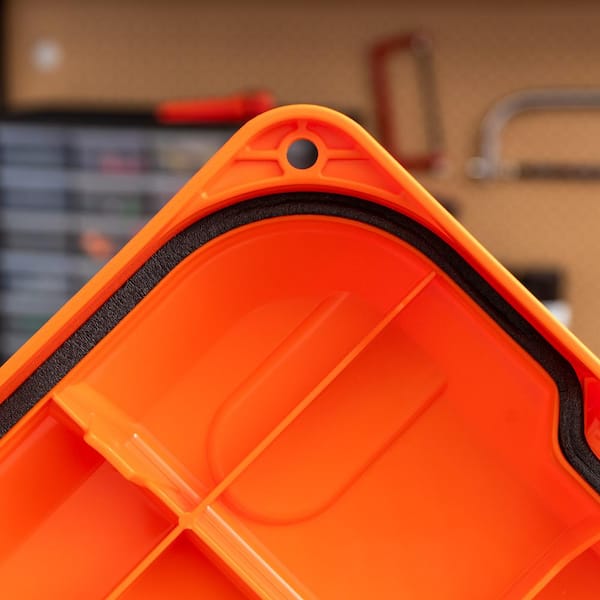 82 qt. Weathertight Storage Box, Store-It-All Utility Tote in Orange/B