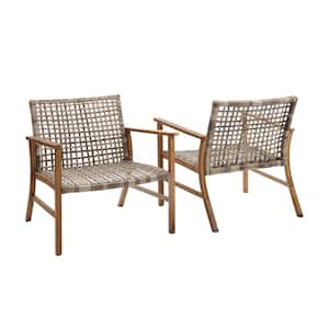 Ridley Distressed Gray Weather Resistant Wicker Outdoor Lounge Chair (2-Pack)