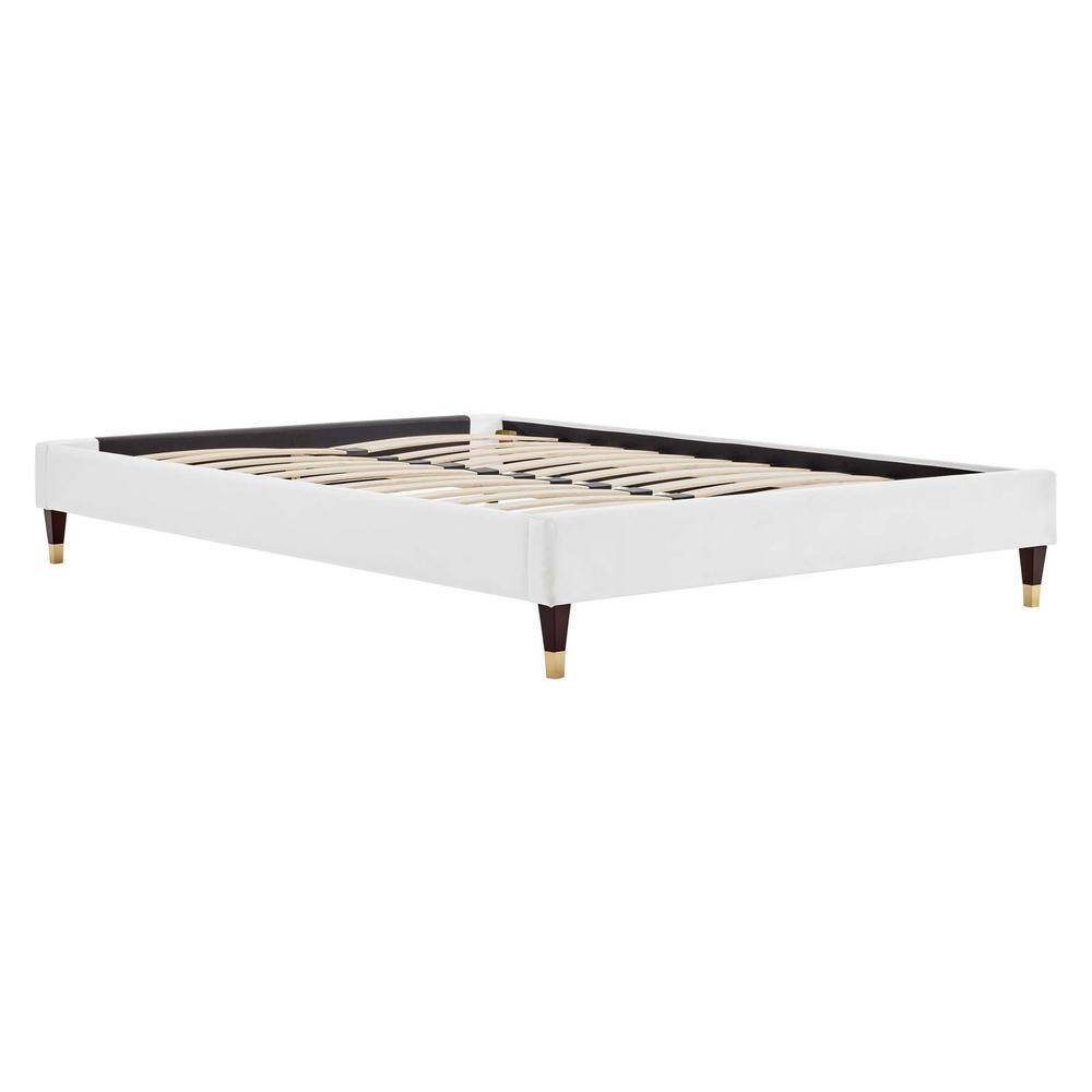 MODWAY Harlow White Velvet Twin Performance Platform Bed Frame MOD6268WHI The Home Depot