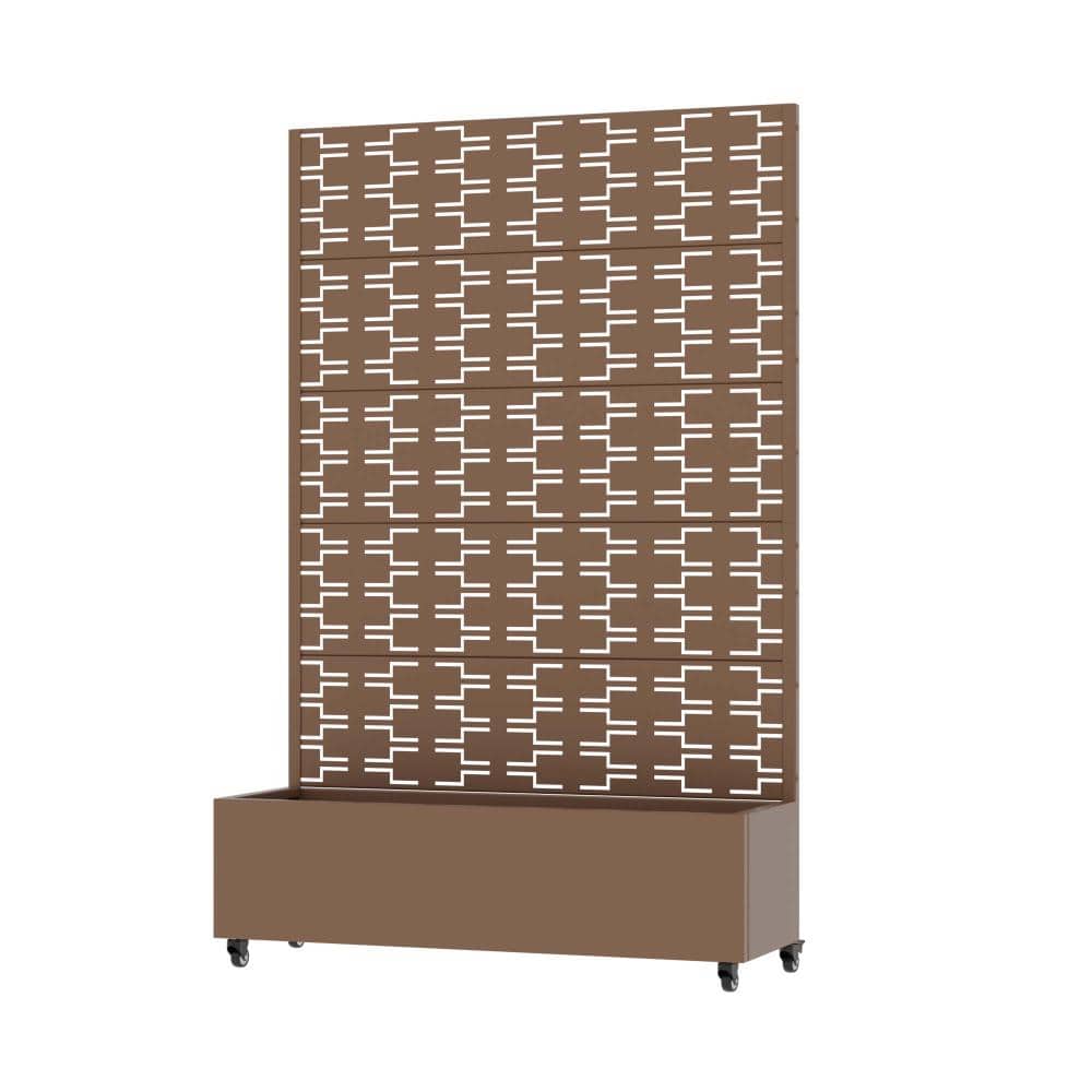 72 in. H x 47 in. W Brown Planter Box Metal Privacy Screen Garden Bed with Trellis for Climbing Plants price history on PriceWatchPro