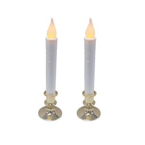 Christmas 9 in. Flickering White LED Candolier with Timer (2-Pack)