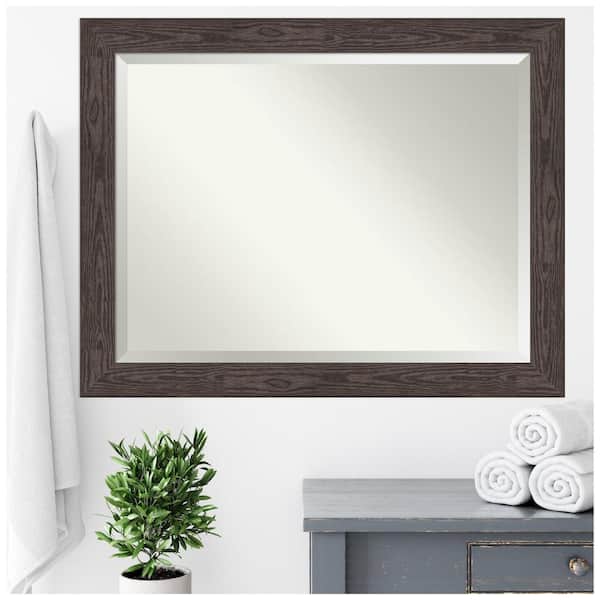 YOSHOOT Yoshoot Rustic Wooden Framed Wall Mirror, Natural, 53 OFF