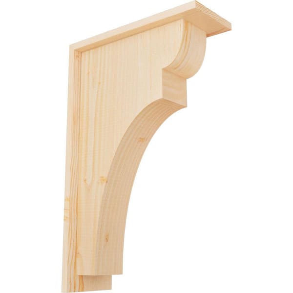 Ekena Millwork 5-1/2 in. x 14 in. x 22 in. Douglas Fir Yorktown Smooth Corbel with Backplate