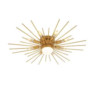 Ceiling light 照明 ゴールド OUKANING 27.95 in. 8-Light Gold Modern Semi-Flush Mount Ceiling