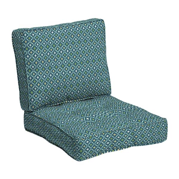 ARDEN SELECTIONS Plush PolyFill 24 in. x 24 in. 2-Piece Deep Seating Outdoor Lounge Chair Cushion in Alana Blue Tile