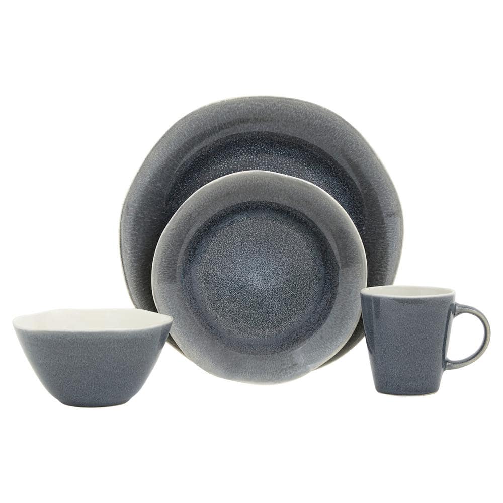 BAUM 16-Piece Seaton Grey Ceramic Dinnerware Set (Service for 4 people) -  EASTON16G