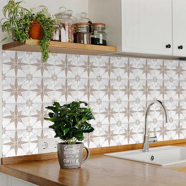 Gray, Beige and Sand Brown R93 4 in. x 4 in. Vinyl Peel and Stick Tile (24 Tiles, 2.67 sq. ft./pack)
